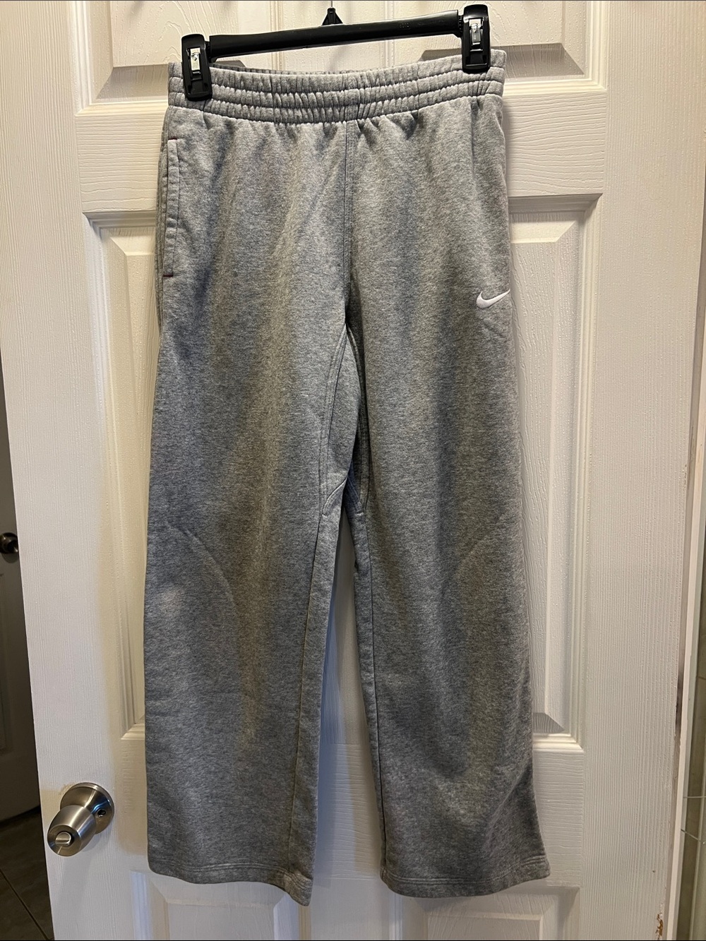 Nike Youth Gray Fleece Joggers with White Swoosh